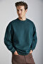 Stephan Men's Soft Fabric Organic Cotton Oversize Fit Round Neck Dark Green Sweatshirt - 4