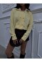 Jacket Collar Knitted Cardigan with Button and Lace Detail - 6