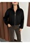 Polo Collar Zipper Closure Pocket Skirt Sleeves with Elastic Hem Imported Cashmere Lined Mini Crisp Bomber Jacket - 8