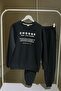 Boy's Gray Tracksuit Set – Printed Sweatshirt and Bottom Set - 3