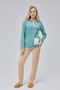 Mooncover Women's Winter Special Pajama Set with Pocket Detail - Light Green - 6