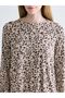 Plus Size Crew Neck Patterned Blouse - 5