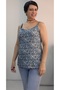 Blue Indigo Latte Patterned Rope Strap Combed Viscose T-Shirt - 2