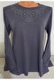 Er Clothing Winter Cotton Combed Cotton Blouse Long Sleeve Crew Neck Stone Gray - 3