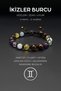 Handmade Gemini Zodiac Macrame Bracelet – with Aquamarine, Citrine, Tiger's Eye, Amethyst and Fluorite Stones