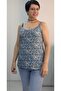 Blue Indigo Latte Patterned Rope Strap Combed Viscose T-Shirt - 6