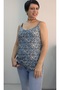 Blue Indigo Latte Patterned Rope Strap Combed Viscose T-Shirt - 8