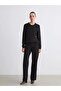 Lcwaikiki Classic Black Crew Neck Self Patterned Women's Knitwear Sweater
