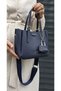 Justpolo Women's Navy Blue Soft Leather 3-Compartment Handbag and Shoulder Bag - 5