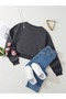 Women's Plain Crop Crew Neck Sweatshirt - 2
