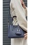 Justpolo Women's Navy Blue Soft Leather 3-Compartment Handbag and Shoulder Bag - 6