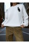 Women's White Social Dutterflf Printed Crew Neck Sweatshirt - 3