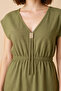 Night Women's Khaki Side Slit Buckle V-Neck Mini Beach Dress - 6