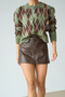 Women's Crew Neck Diamond Pattern Knitwear Cardigan - 2