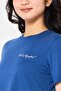 Women Crew Neck Short Sleeve Embroidered Logo Top, Blue - 3