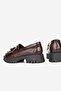 Women's Claret Red Patent Leather Genuine Natural Leather Loafer Shoes, Number 36-41 - 5