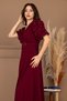 Imported K Crepe Balloon Sleeve Pearl Detailed Maxi Dress - Bordo - 4