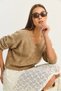 Women's Mink Self-Textured V-Neck Sweater 8078 60283688 - 2