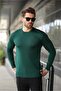 Nefti Green Crew Neck Striped Long Sleeve Sweater E7273