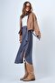 Alaçati Style Women's Anthracite Asymmetrical Cut Self-Textured Tie-Up Skirt Vs01385