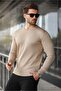 Light Brown Crew Neck Striped Long Sleeve Sweater E7273