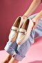 Marquise Beige Leather Buckle Loafer Ballet Casual Shoes - 4