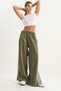Women's Khaki Striped Elastic Waist Pocket Detailed Seasonal Palazzo Trousers 8585 60283690