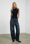 Orilenna Women's Front Knot Detailed Bodycon Zero Sleeve Slim Fit Navy Blue Blouse - 5