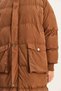 Women's Brown Hidden Hooded Pocket Detailed Long Lined Puffer Coat 4044 60283683 - 5