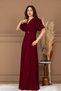 Imported K Crepe Balloon Sleeve Pearl Detailed Maxi Dress - Bordo - 6