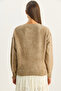 Women's Mink Self-Textured V-Neck Sweater 8078 60283688 - 8