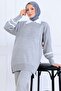 Stone Embroidered Knitwear Set S1009 Gray - 2