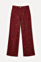 Women's Burgundy Embroidered Wide Leg Trousers - 6