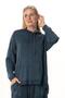 Long Sleeve Hooded Mesh Autumn and Winter Knitwear Blouse Indigo Indg - 7