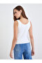 Women Off White Embroidered Fitted Tank - 5