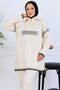 Zippered Collar Knitwear Set S1105 Stone Color - 3