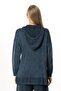 Long Sleeve Hooded Mesh Autumn and Winter Knitwear Blouse Indigo Indg - 2