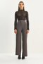 Women's Anthracite High Waist Fileto Detailed Pocketed Wide Leg Trousers 1003 60283580 - 2