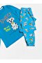 Boys' 100% Cotton Combed Fabric Blue Dalmatian Dog Pattern Long Sleeve Seasonal Pajama Set - 4