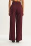 Women's Burgundy High Waist Fileto Detailed Pocketed Wide Leg Trousers 1003 60283580 - 7