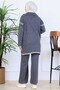 Zippered Collar Knitwear Set S1105 Anthracite - 4
