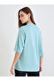 Women Blue Typography Print Oversized T-Shirt with Boucle Embroidery - 5