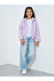 Teens Lilac Furry Jacket with Collar - 2