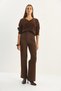 Women's Bitter Brown High Waist Fileto Detailed Pocketed Wide Leg Pants 1003 60283580 - 2