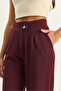 Women's Burgundy High Waist Double Button Palazzo Trousers 1014 60283577 - 7