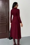 Women's Double Zip Long Sleeve Collar Detail Midi Modal Elegant Dress - 6