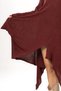 Long Sleeve Handan Asymmetrical Cut Autumn and Winter Flowy Midi Length Knitwear Dress Burgundy Brd - 3