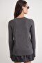 6736 Women's Crew Neck Sleeve Drop Knit Sweater Gray - 7