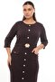 Brown Floral Buckle Button Detail Belted Pocket Midi Dress Ets7247 - 3