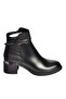 V555258003 Black Genuine Leather Thick Heeled Women's Boots - 5